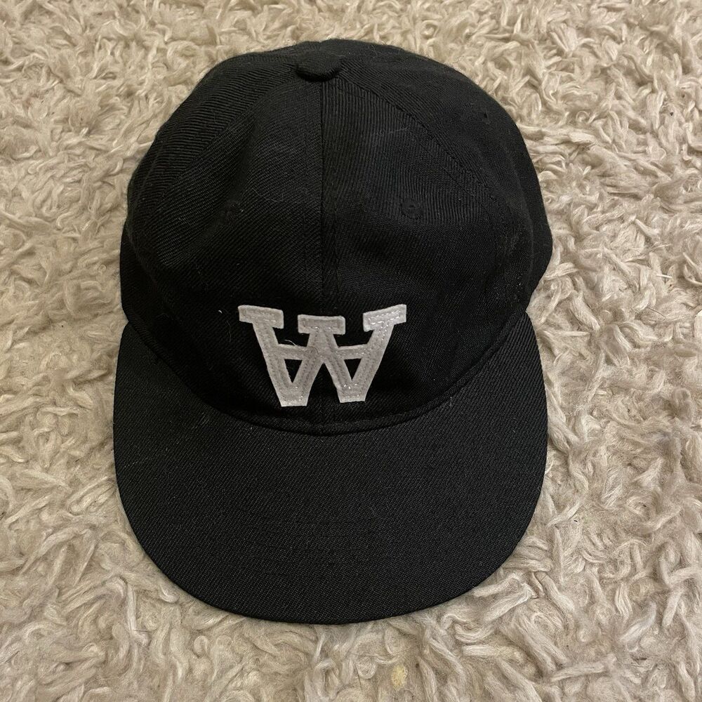 Wood Wood Double A Logo Hat Black Flat Brim